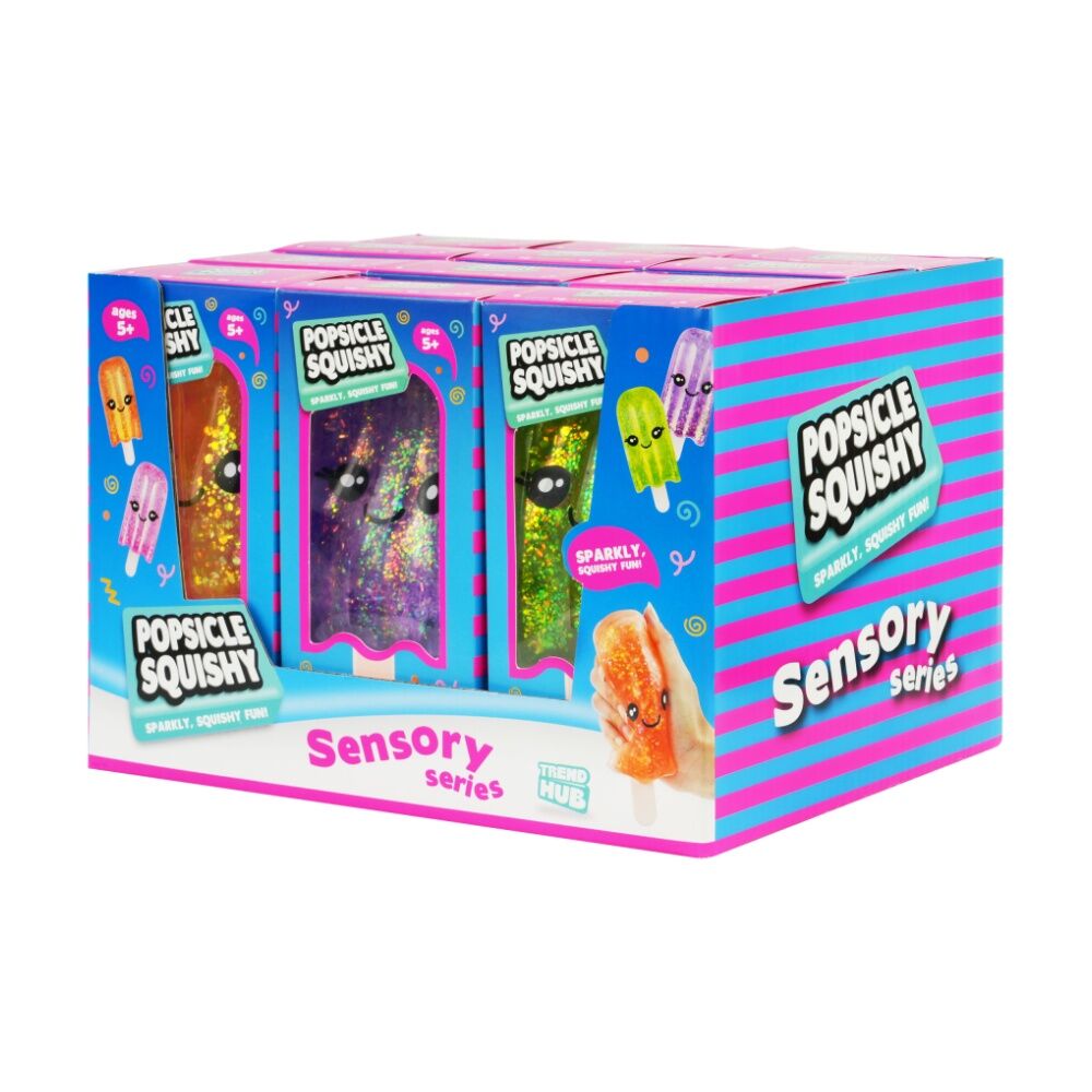 3PK Trend Hub Kids 3y+ Popsicle Squishy Glitter Sensory Fidget Toy Assorted