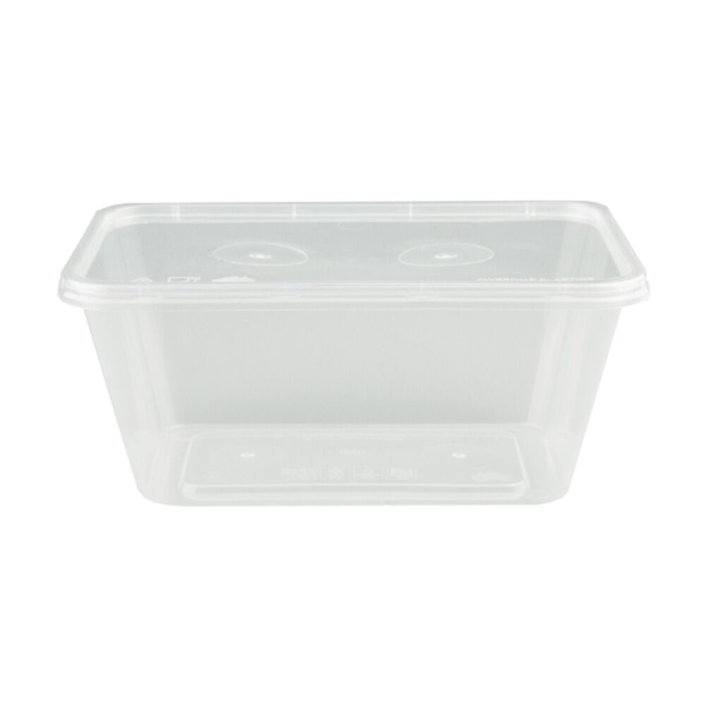 10x 20pc Partyware Rectangular Plastic Storage Container Set W/ Lids 500ml