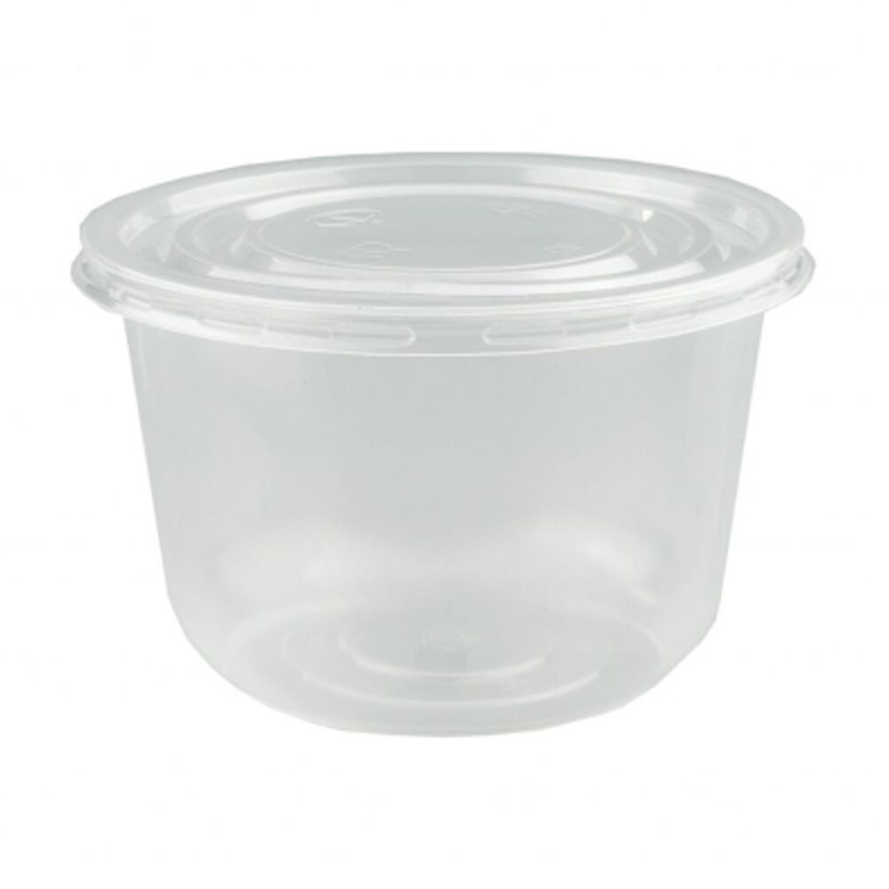 27x 6pc Partyware Round Plastic Storage Container Set W/ Lids 280ml