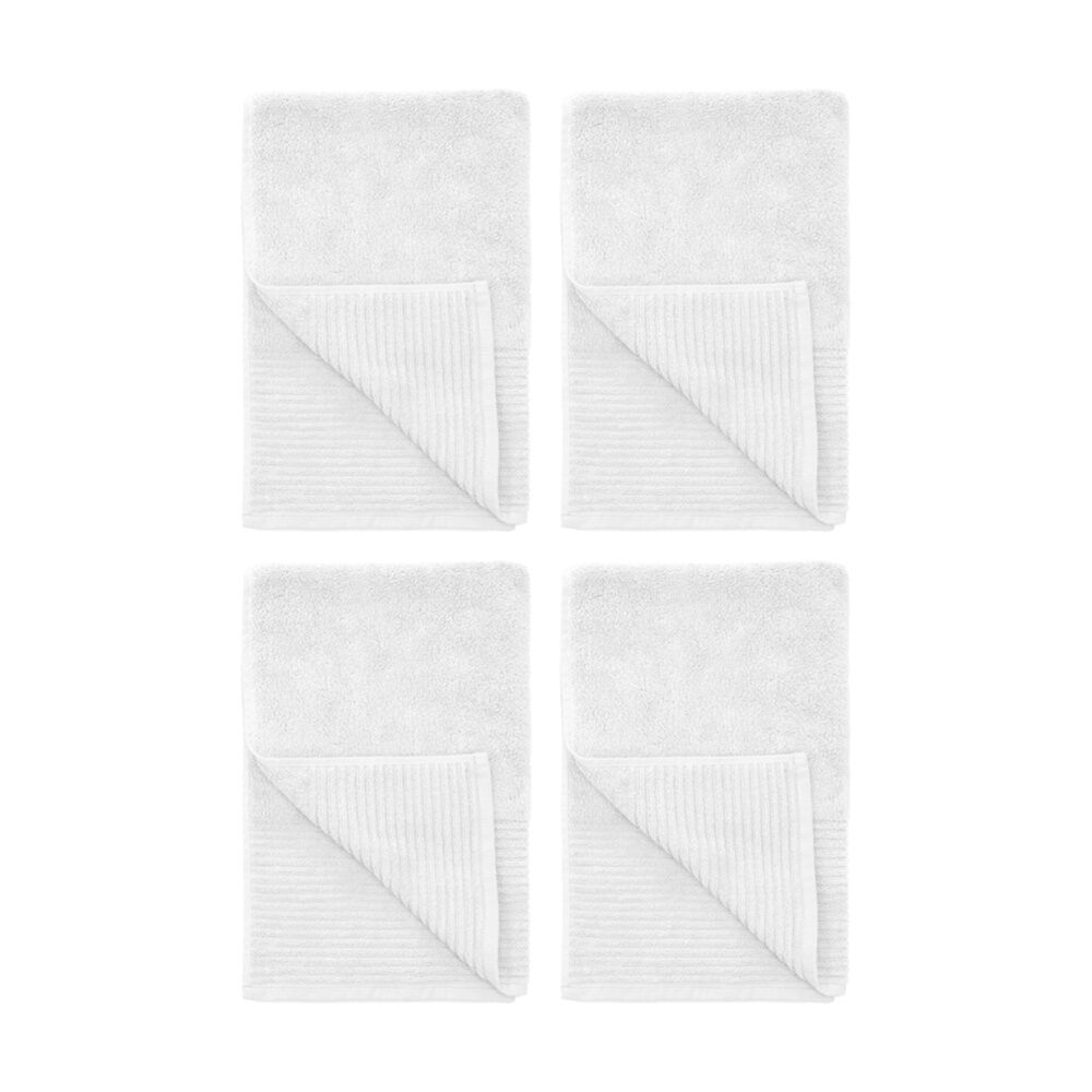 4PK Bambury Elvire 800gsm Soft Absorbent Cotton Bath Mat 48x78cm White