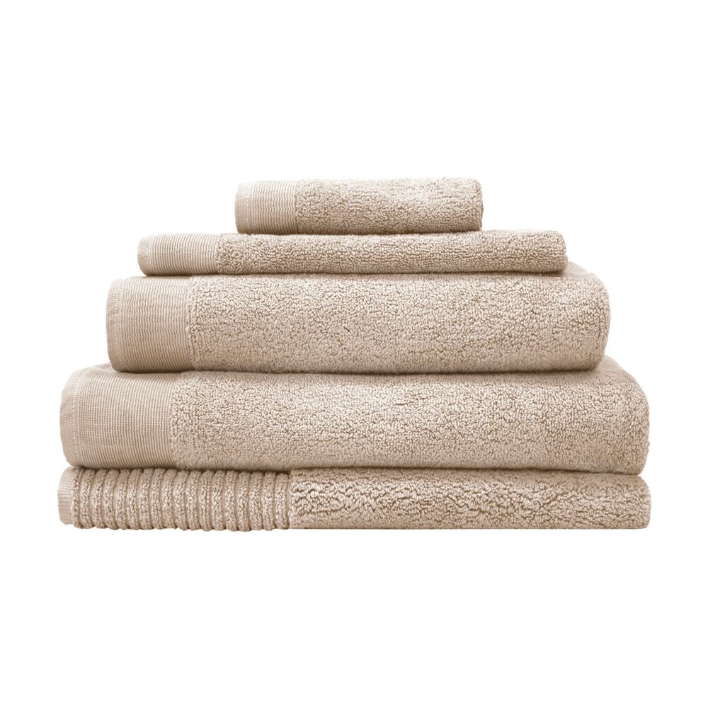 2PK Bambury Elvire 600gsm Soft Absorbent Cotton Bath Towel 68x137cm Neutrals