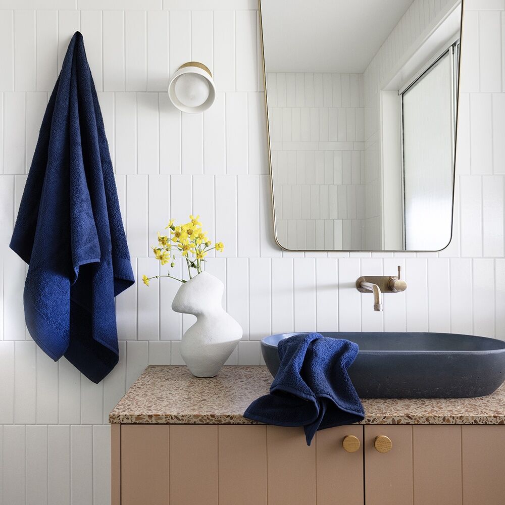 4PK Bambury Elvire 600gsm Soft Absorbent Cotton Bath Towel 68x137cm Blue