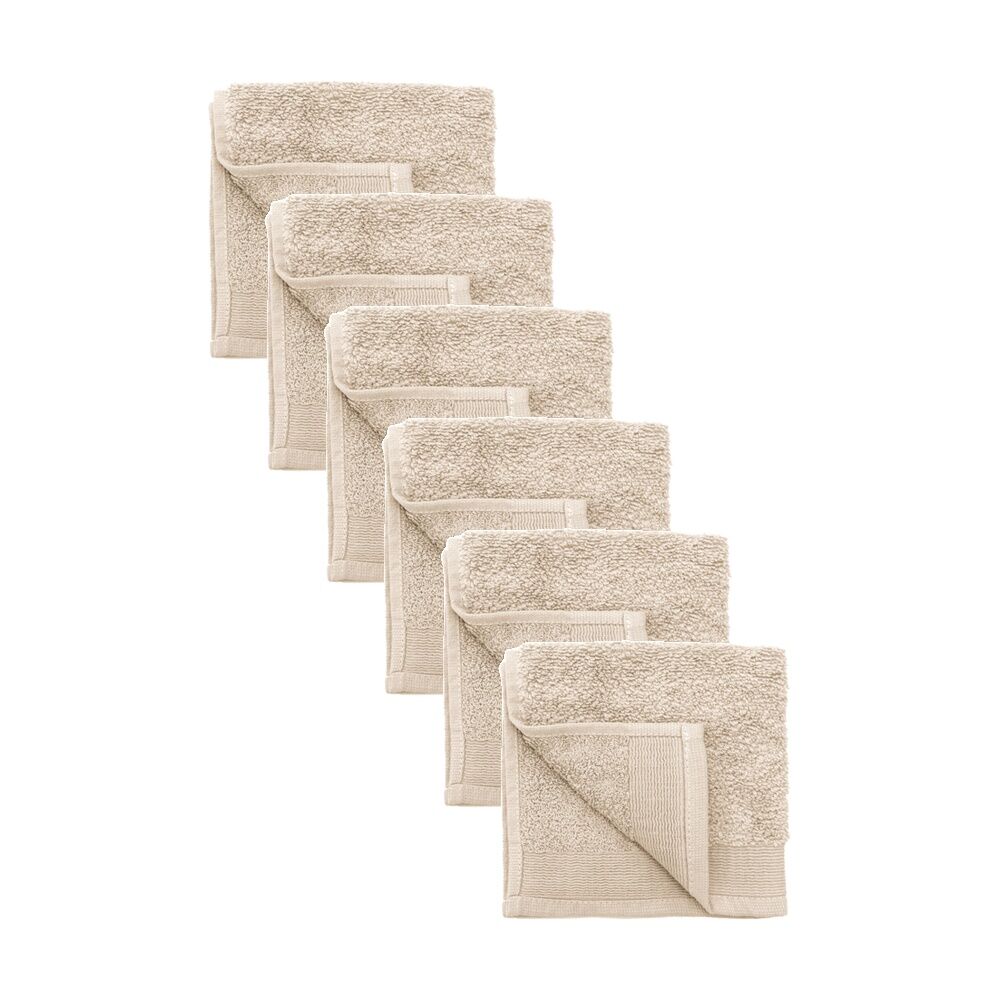 6PK Bambury Elvire 600gsm Soft Absorbent Cotton Face Washer 33x33cm Neutrals