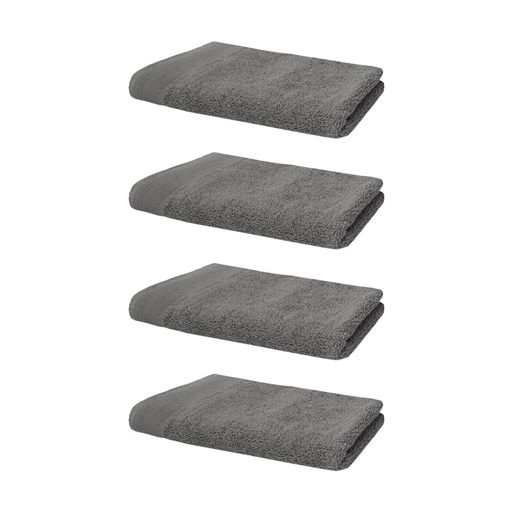 4PK Bambury Elvire 600gsm Soft Absorbent Cotton Hand Towel 40x60cm Grey