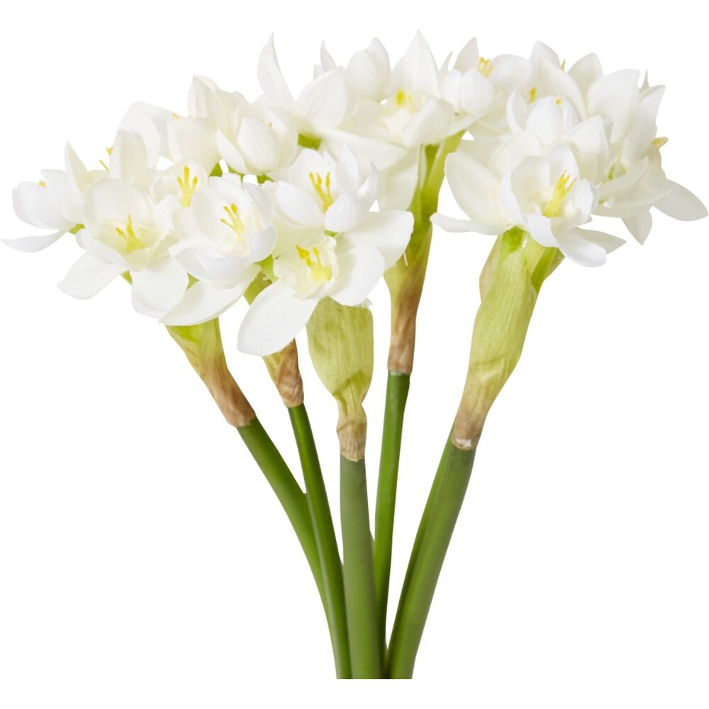 3PK E Style Paperwhite Flower Bundle White Artificial Flowers 13x13x43cm