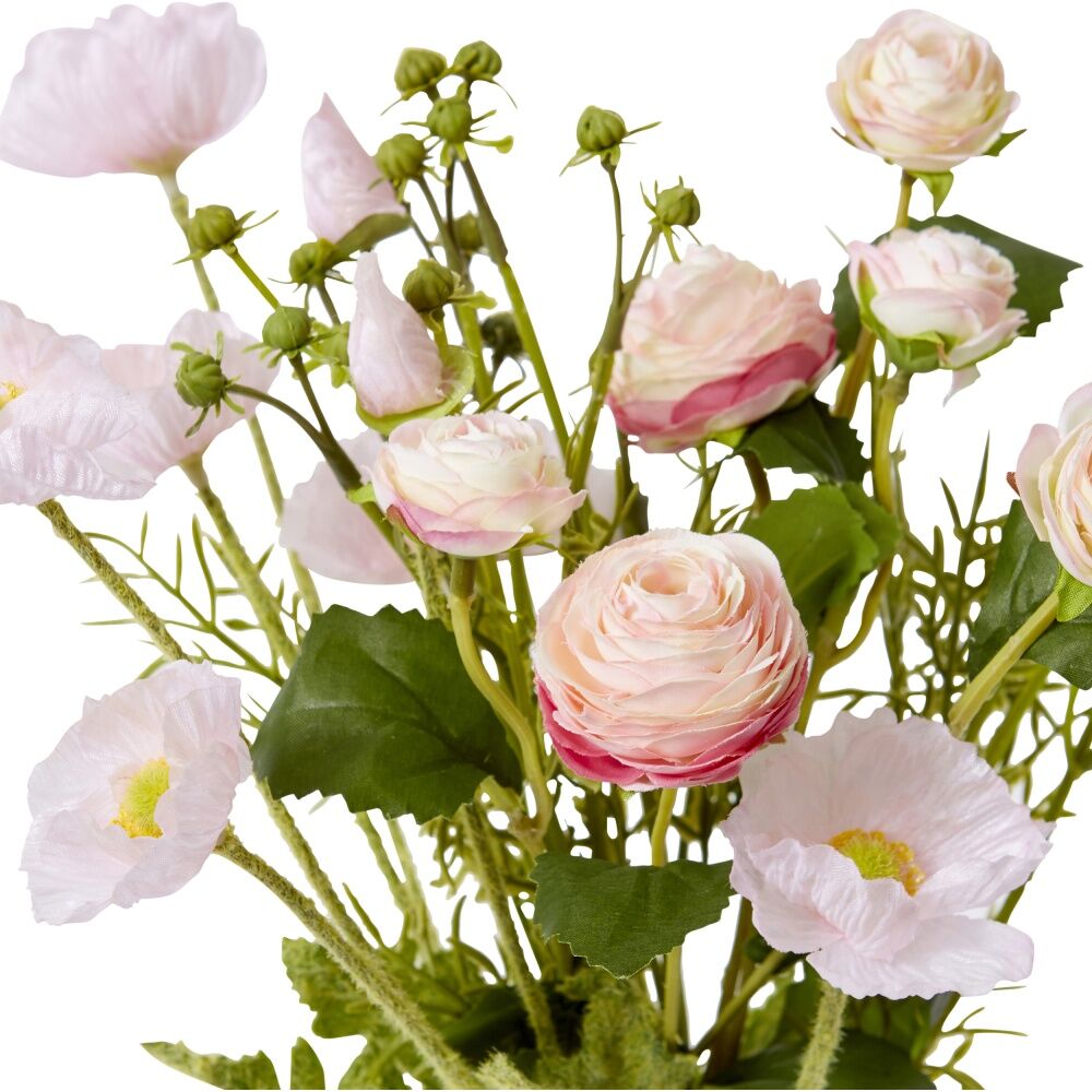 3PK E Style Poppy Ranunculus Bundle Pink Artificial Flowers 20x20x45cm