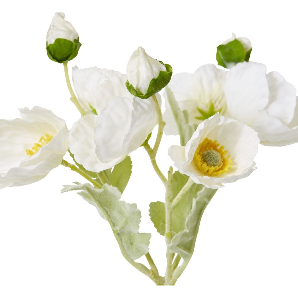 3PK E Style White Poppy Bundle Decorative Artificial Flowers 9x9x35cm