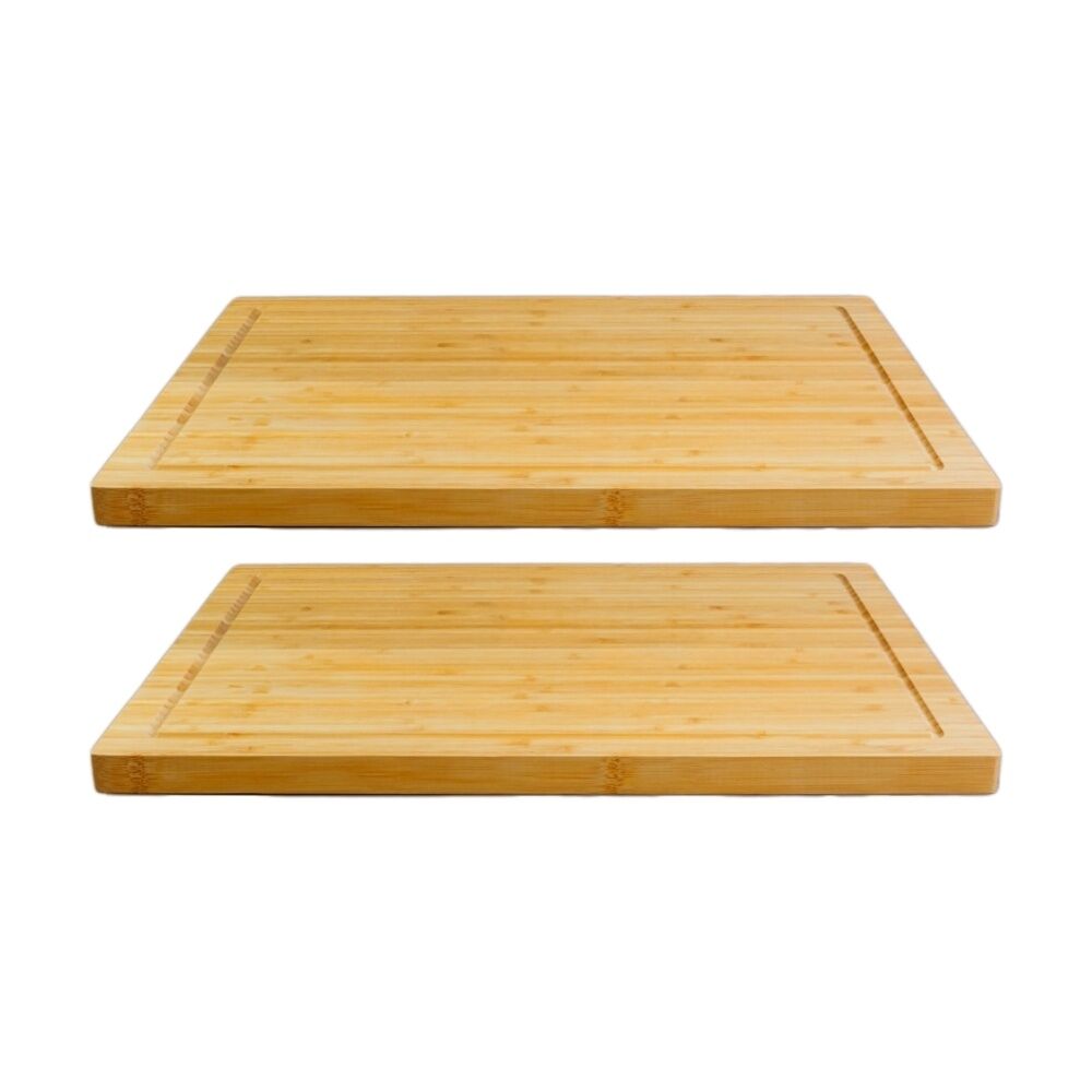 2PK G&S Bamboo Wood Carving Board Durable Kitchen Cutting Natural