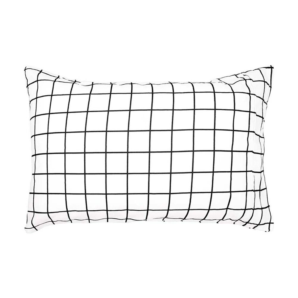 3pc Bambury Grid Black Flannelette Quilt Cover Set Cotton Bedding