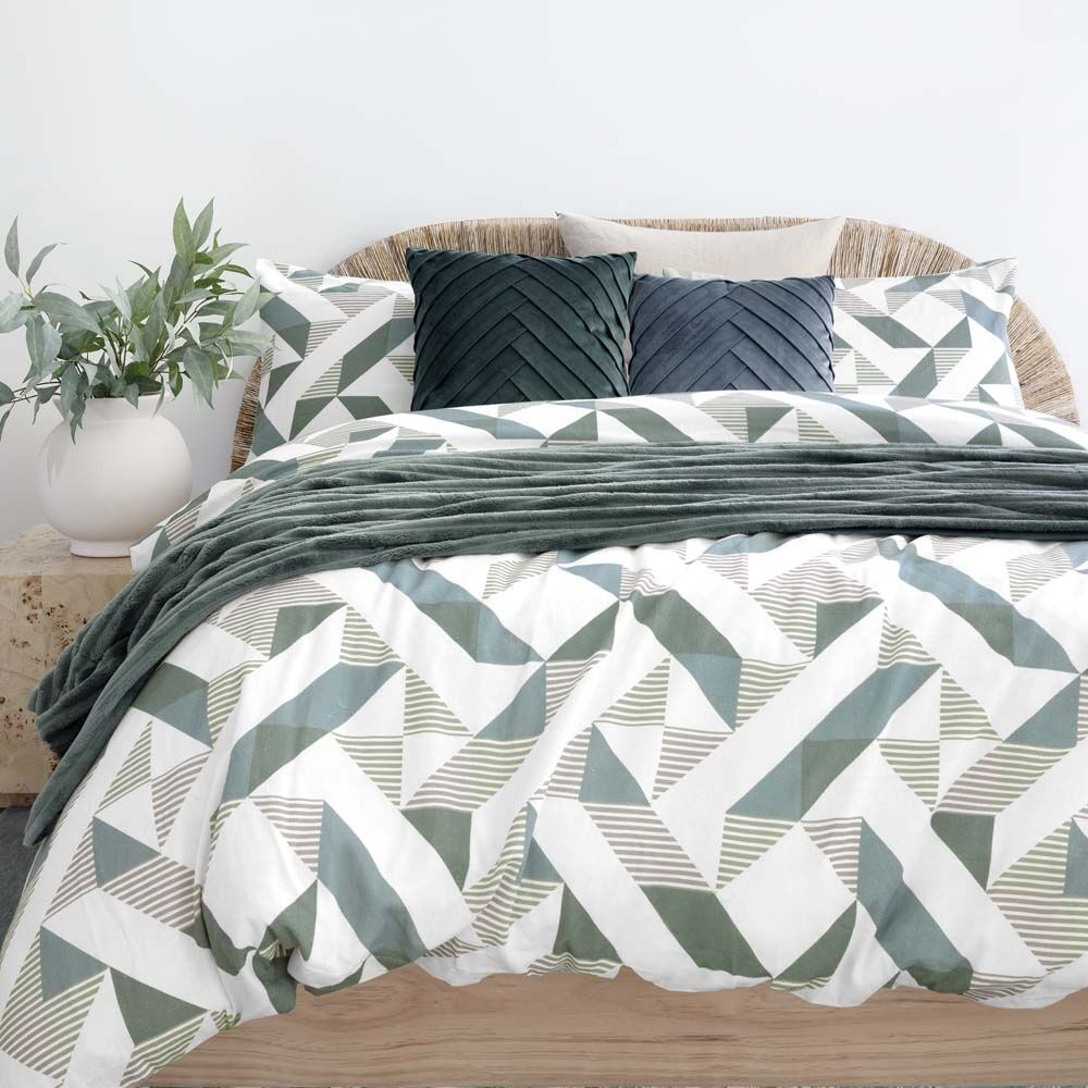 3pc Bambury Onslow Flannelette Quilt Cover Set Cotton Bedding