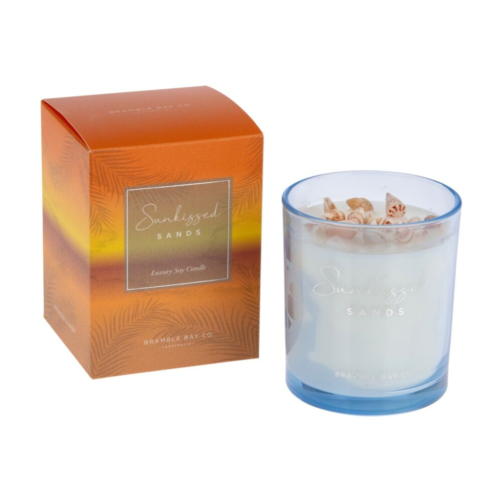 2PK Bramble Bay Ocean Sunkissed Sands Candle W/ Decorations Home Fragrance 300g