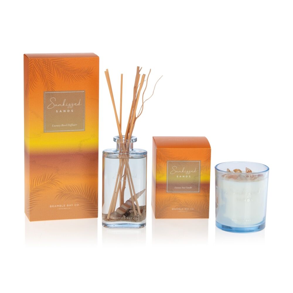 2PK Bramble Bay Ocean Sunkissed Sands Candle W/ Decorations Home Fragrance 300g