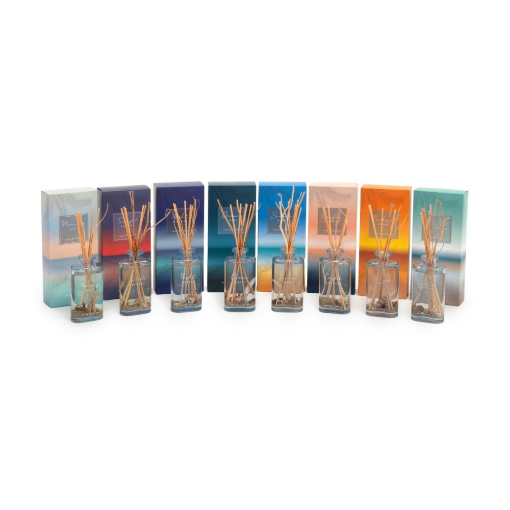 2PK Bramble Bay Ocean Morning Mist Glass Reed Diffuser Home Fragrance 150ml