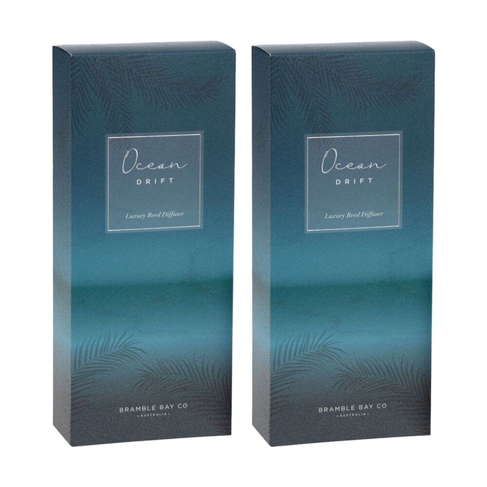 2PK Bramble Bay Ocean Drift Glass Reed Diffuser Home Fragrance 150ml