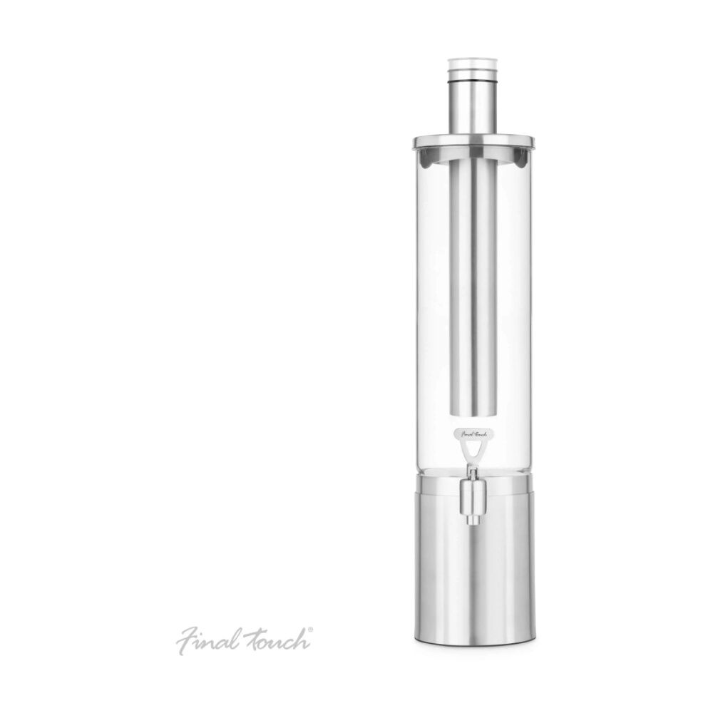 Final Touch Beverage Dispenser Glass Container Stainless Steel Tube 2.5L
