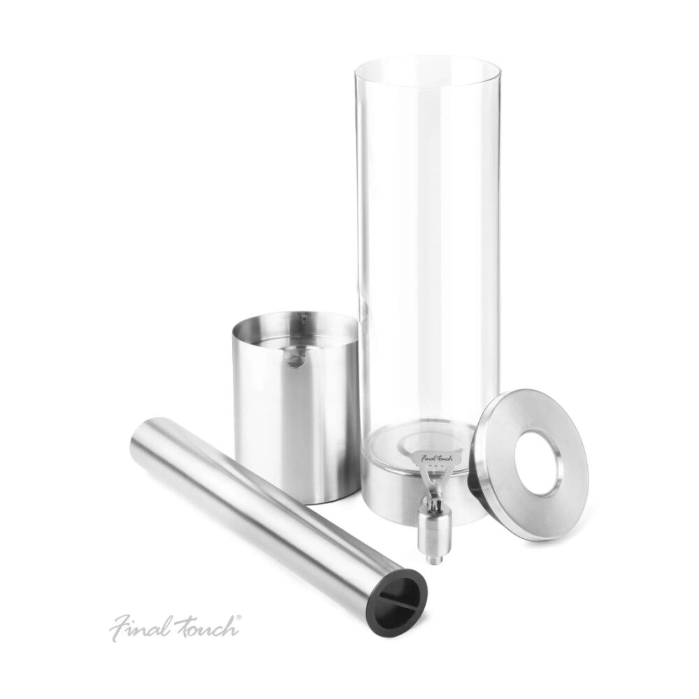 Final Touch Beverage Dispenser Glass Container Stainless Steel Tube 2.5L
