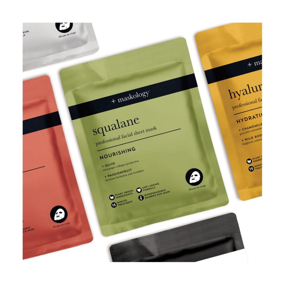 3PK Maskology Squalane Professional Facial Sheet Mask Nourishing Anti-Ageing