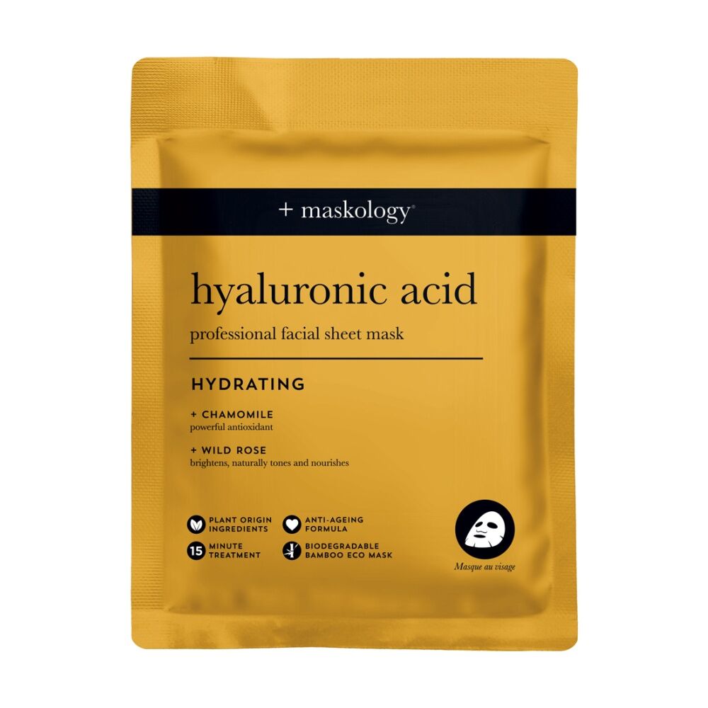 3PK Maskology Hyaluronic Acid Professional Facial Sheet Mask Hydrating Anti-Age