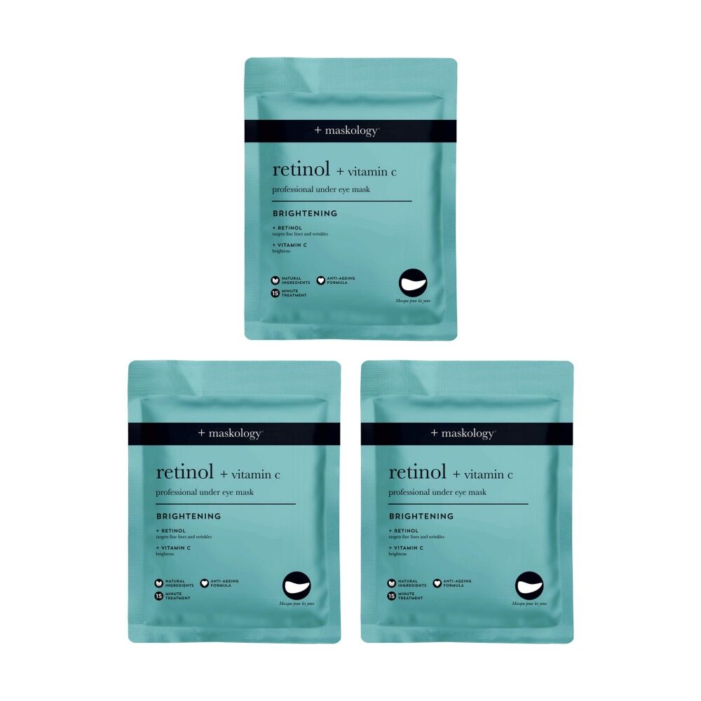 3PK Maskology Retinol+Vitamin-C Professional Under Eye Mask Anti-Ageing Formula