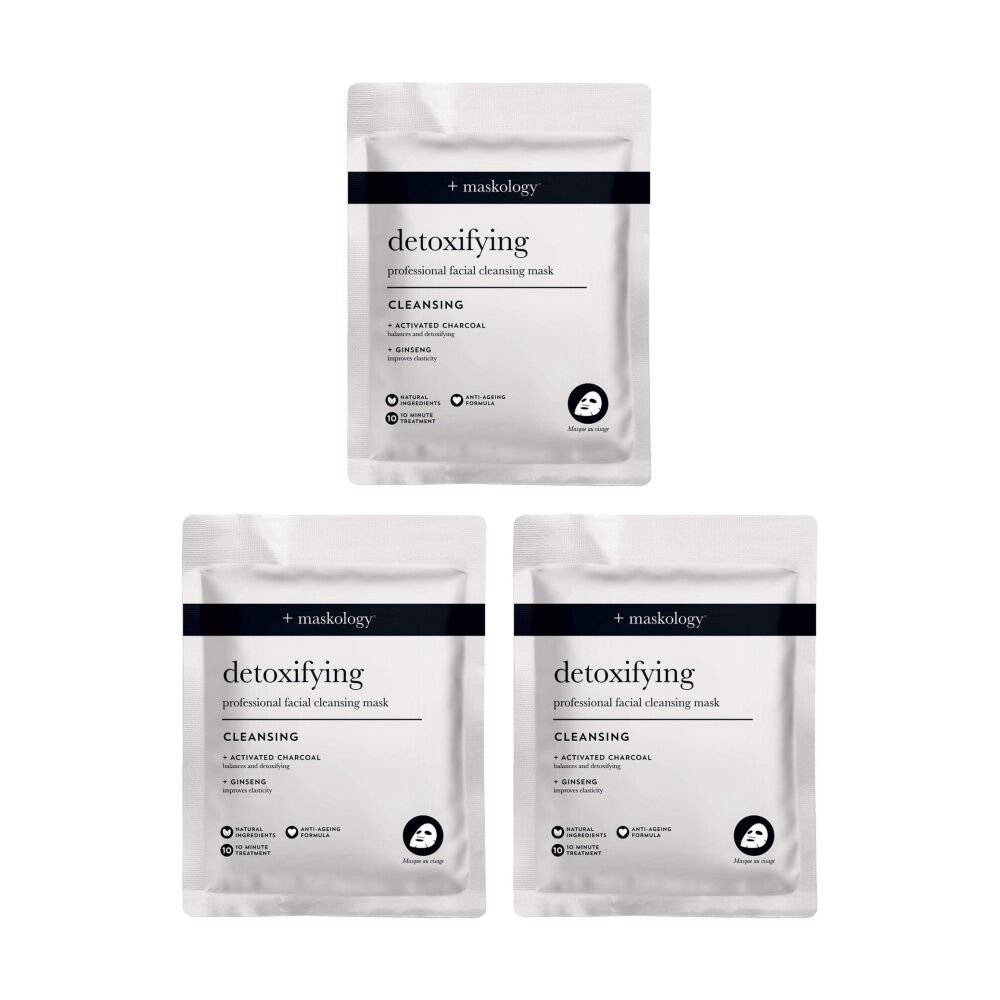 3PK Maskology Detoxifying Professional Sheet Mask Cleansing Anti-Ageing Formula