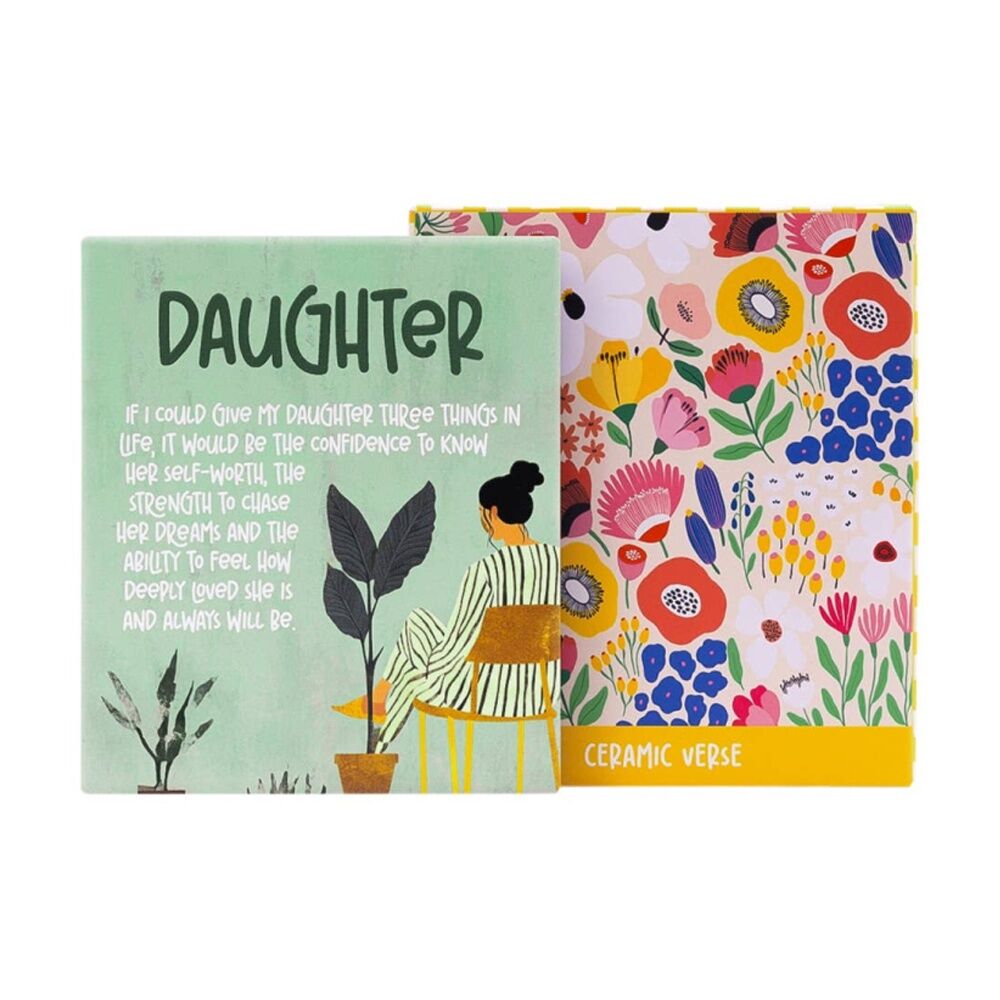 Splosh Billie Daughter Verse Ceramic W/ Hook & Stand Green 12x14x1cm