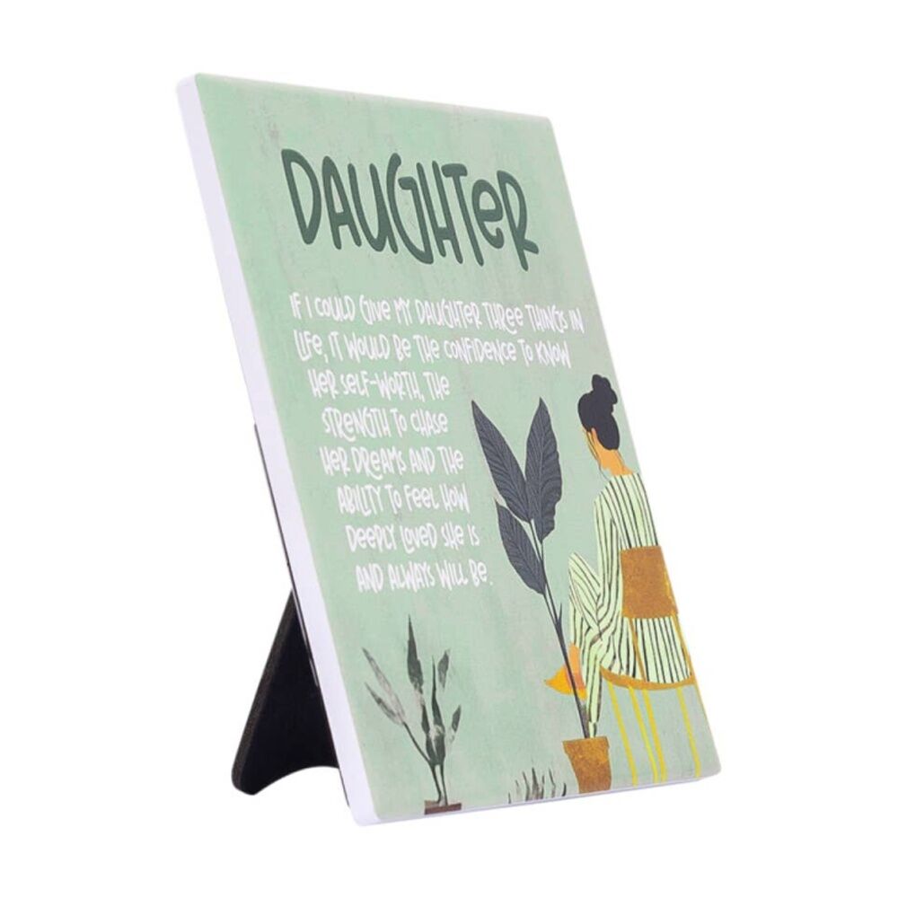 Splosh Billie Daughter Verse Ceramic W/ Hook & Stand Green 12x14x1cm