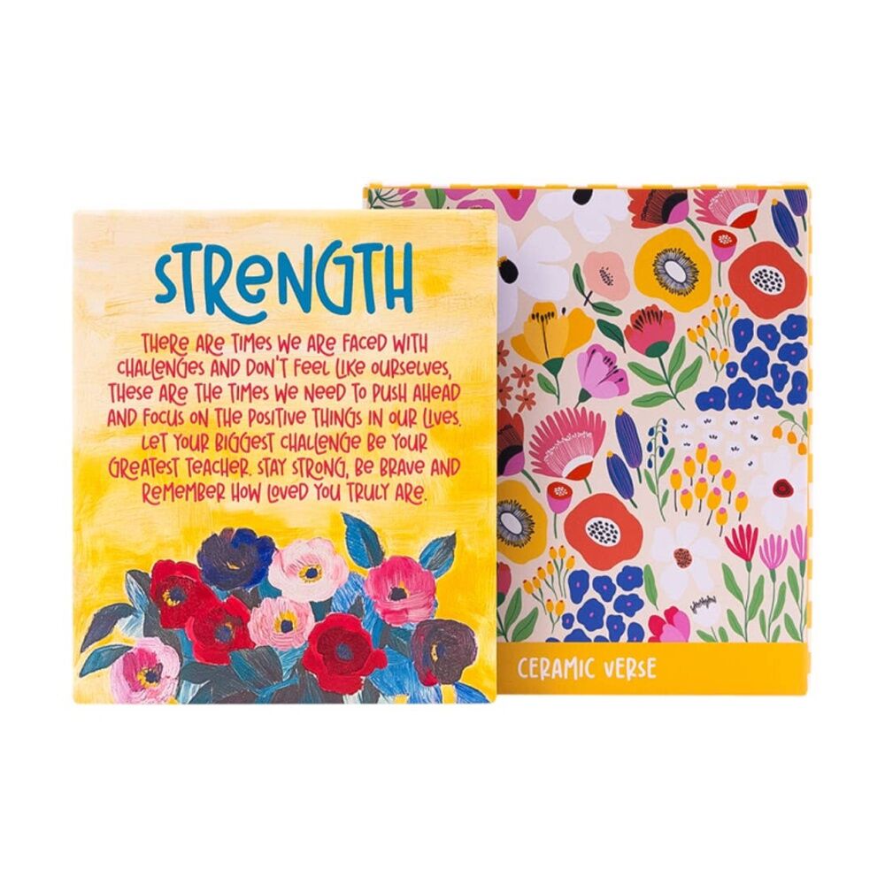 2PK Splosh Billie Strength Verse Ceramic W/ Hook & Stand Yellow Blue 12x14x1cm