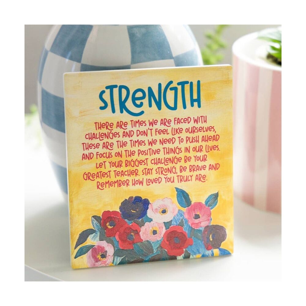 2PK Splosh Billie Strength Verse Ceramic W/ Hook & Stand Yellow Blue 12x14x1cm