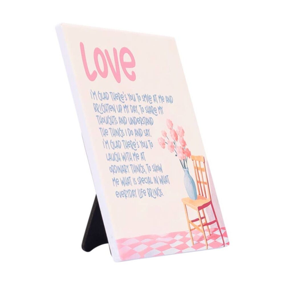 Splosh Billie Love Verse Ceramic W/ Hook & Stand Pink Blue 12x14x1cm