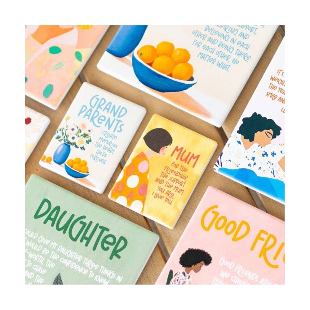 6PK Splosh Billie Mum Ceramic Magnet Fridge Embossed Yellow 6x8x0.5cm