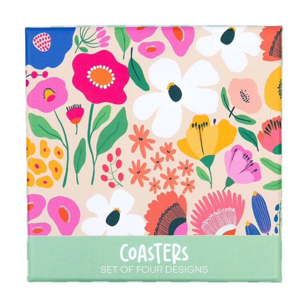 3x 4pc Splosh Billie Coasters Set Multi Cork Back Waterproof 10x10cm