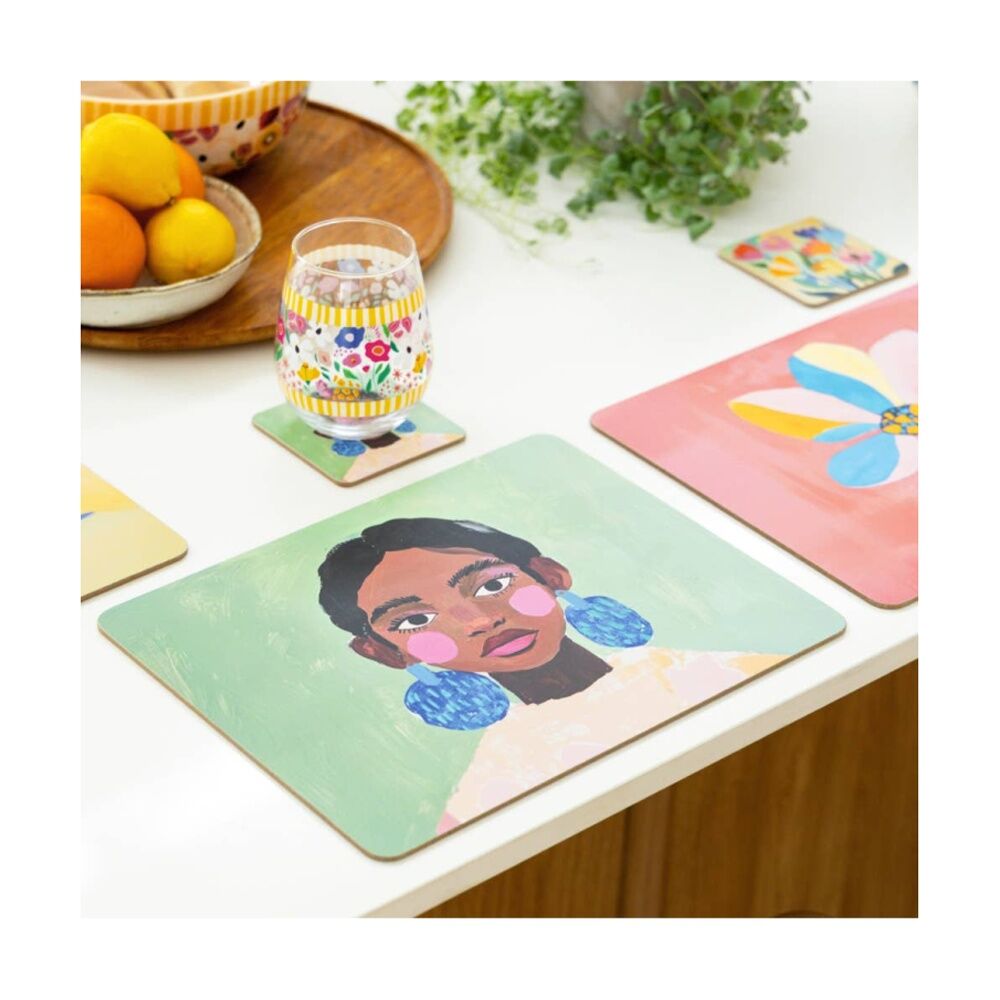4pc Splosh Billie Placemats Set Cork Backed Waterproof 34x26cm