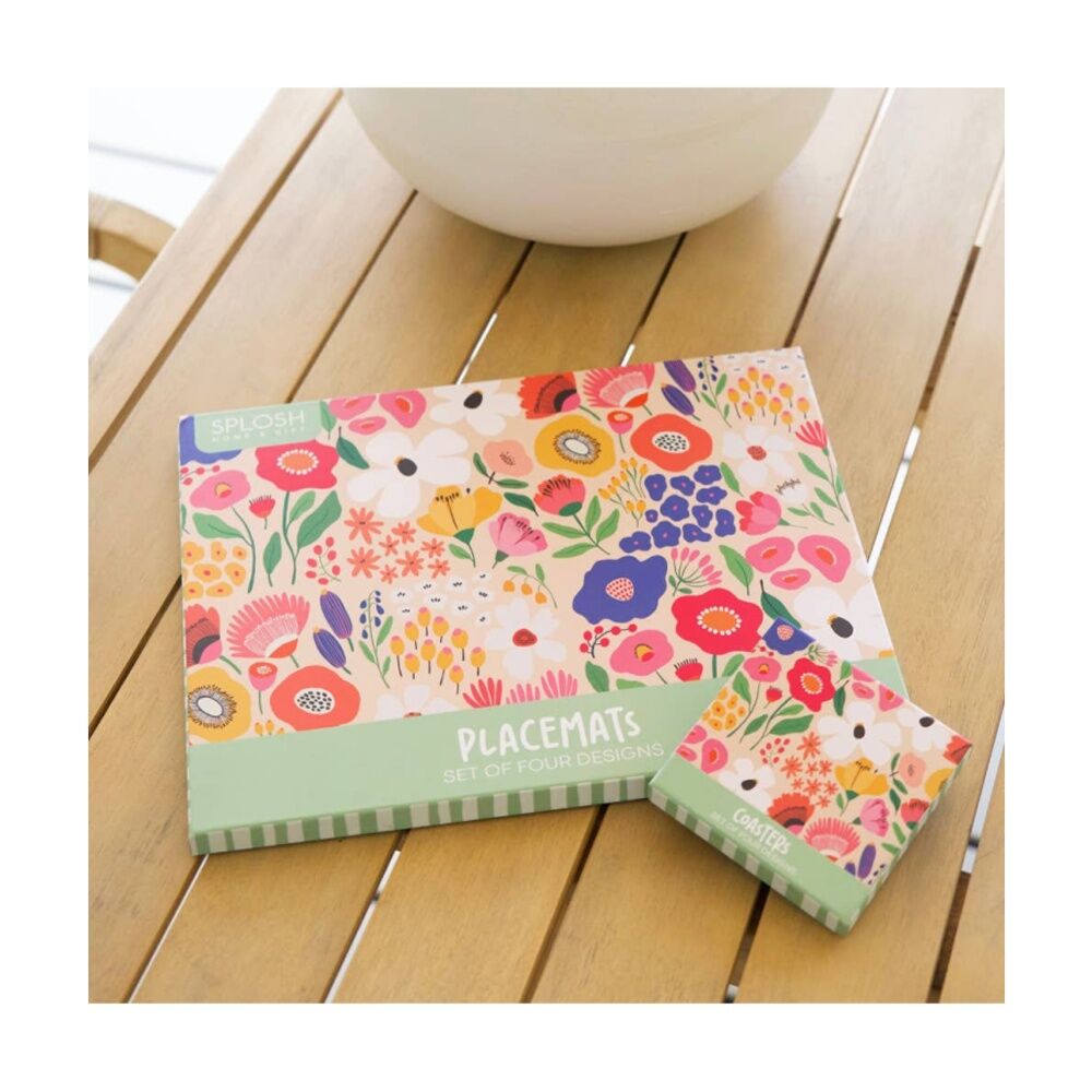 4pc Splosh Billie Placemats Set Cork Backed Waterproof 34x26cm