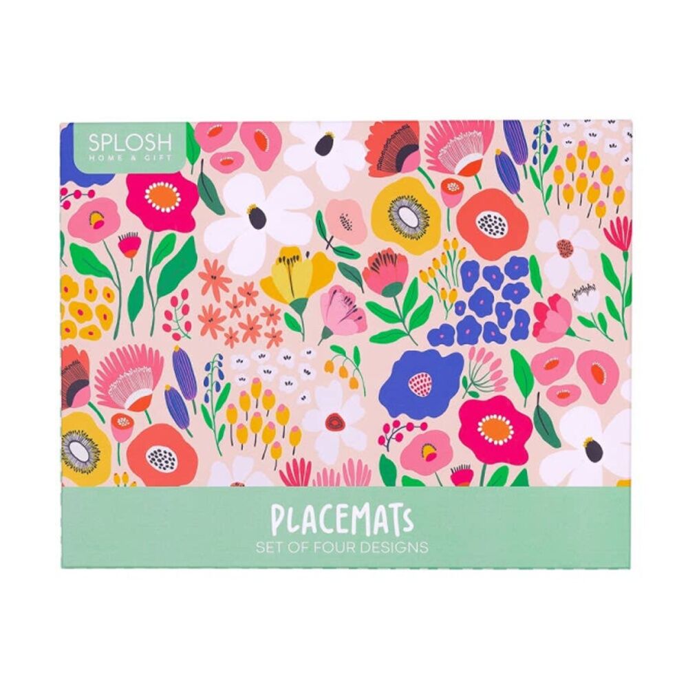 4pc Splosh Billie Placemats Set Cork Backed Waterproof 34x26cm