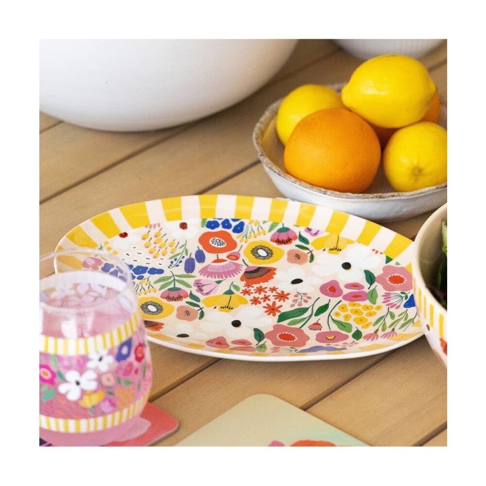Splosh Billie Ceramic Serving Plate Printed Yellow Orange 30.5x21.5cm