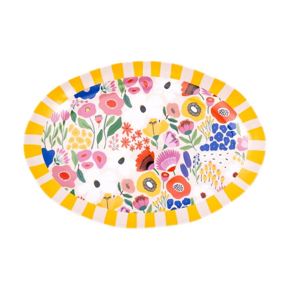 Splosh Billie Ceramic Serving Plate Printed Yellow Orange 30.5x21.5cm
