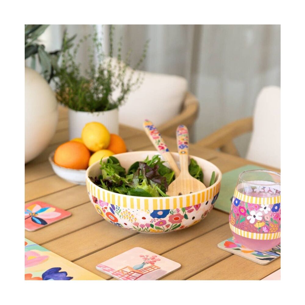 Splosh Billie Ceramic Salad Bowl Printed Yellow Orange 25x25x9.5cm