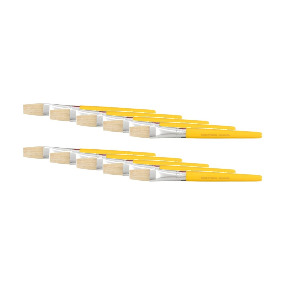 10PK Educational Colours Jumbo Stubby Flat Paint Brush Art/Craft Supplies