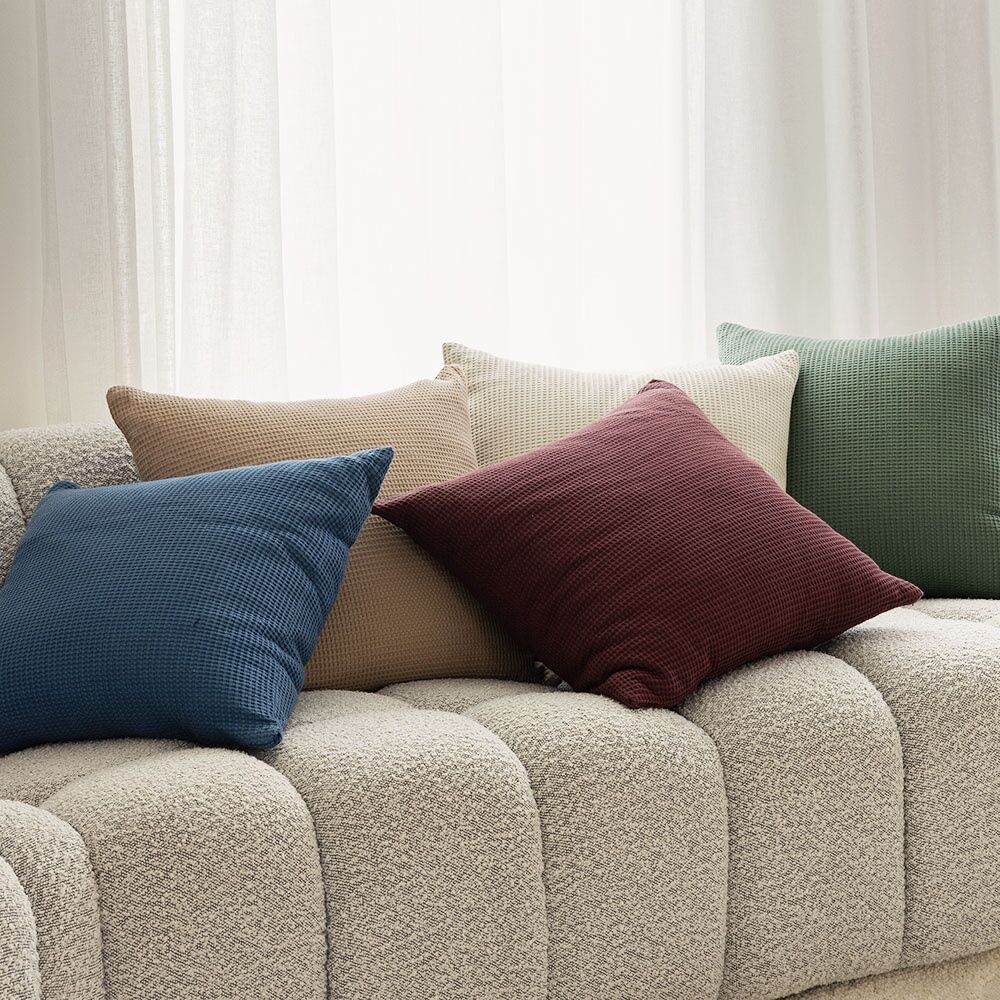 Bambury Milo Waffle Weave Cotton Square Cushion Throw Pillow Juniper 50x50cm