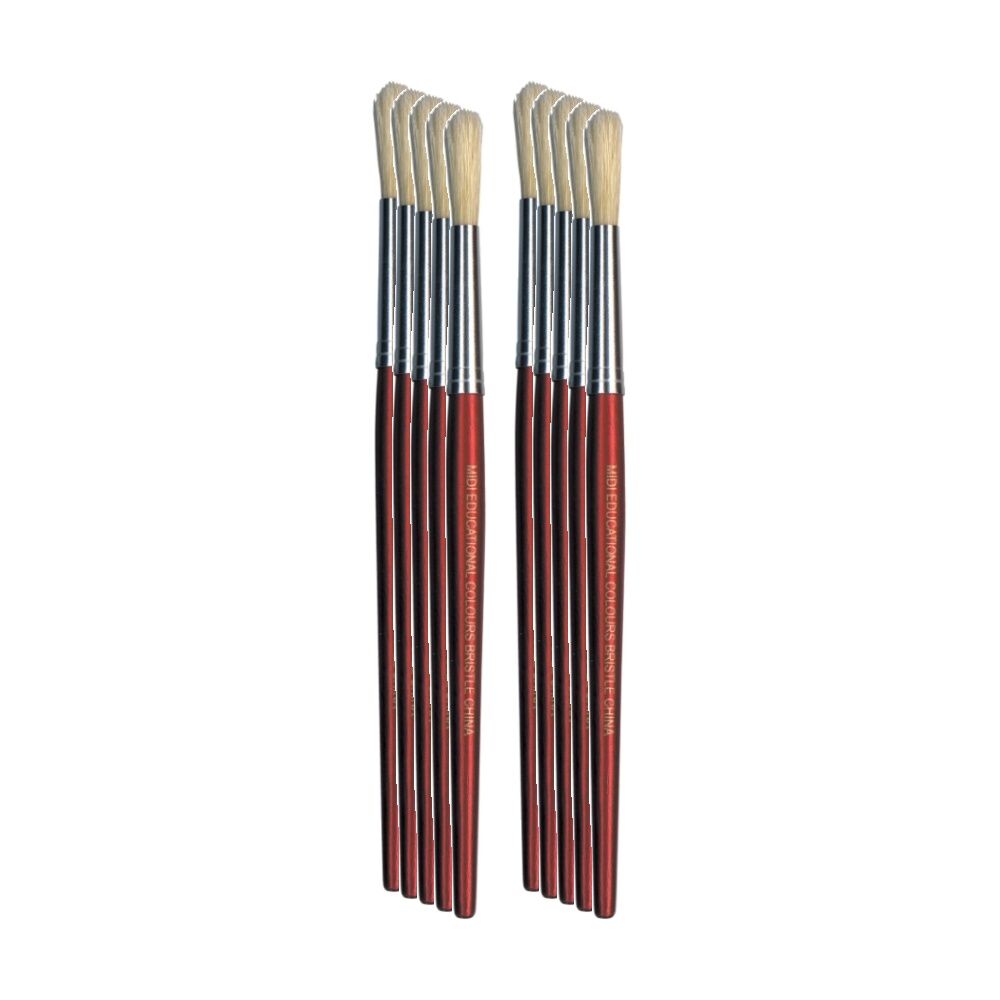 10PK Educational Colours Bristle Stubby Paint Brush Midi Art/Craft Supplies