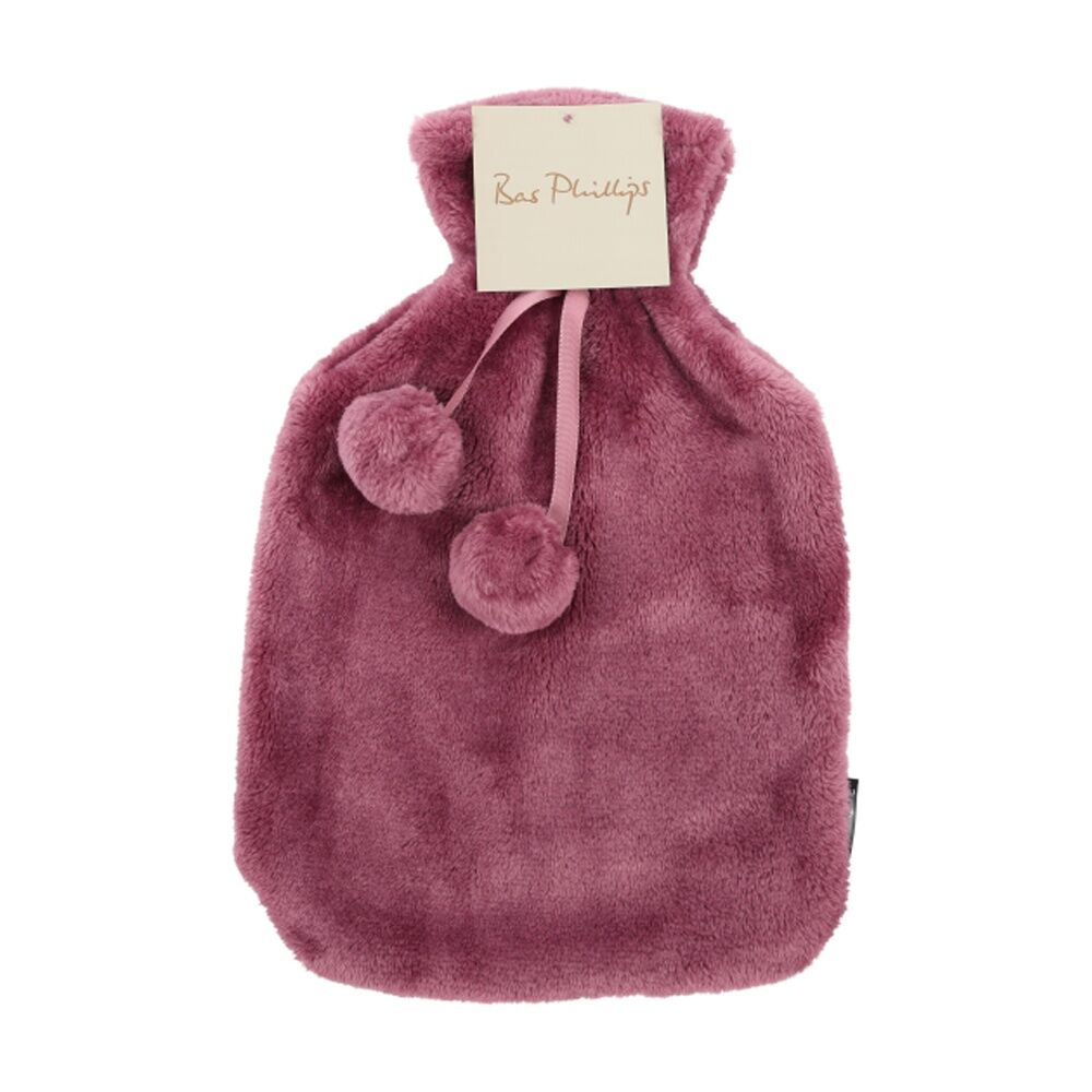 Bas Phillips Faux Mink Plush Hot Water Bottle Cover Wild Berry 2L