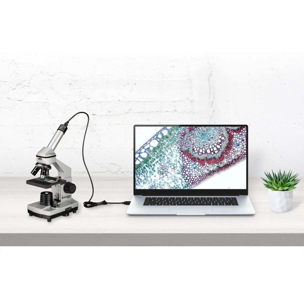 Bresser Junior 40x-1024x Microscope W/ HD Eyepiece Camera Silver 8Y+