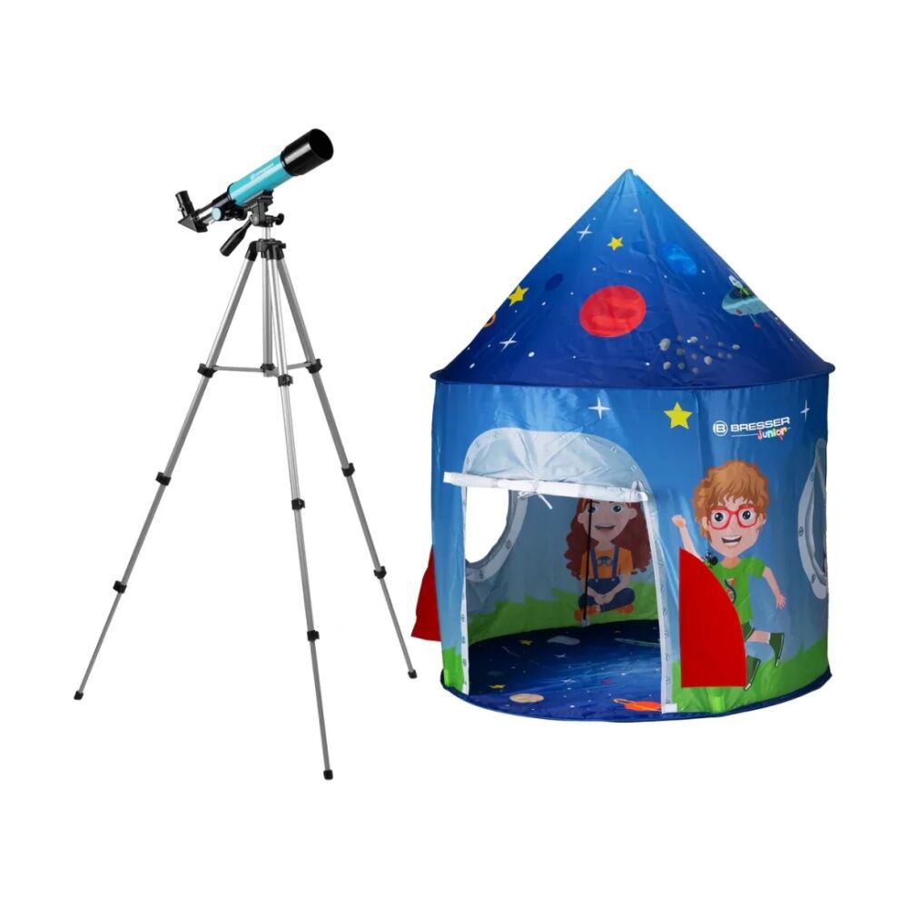 Bresser Junior Kids Telescope 50mm Lens Diameter 360mm Focal Length W/ Tent 8Y+
