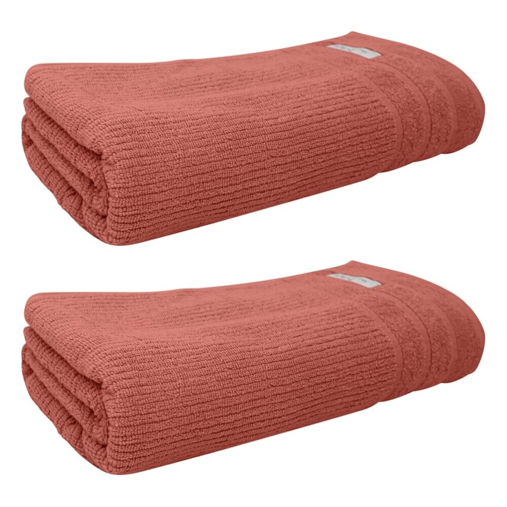 2x Bas Phillips Cairo Ribbed Towel Collection Cotton Bath Sheet 160cm Rose Mist
