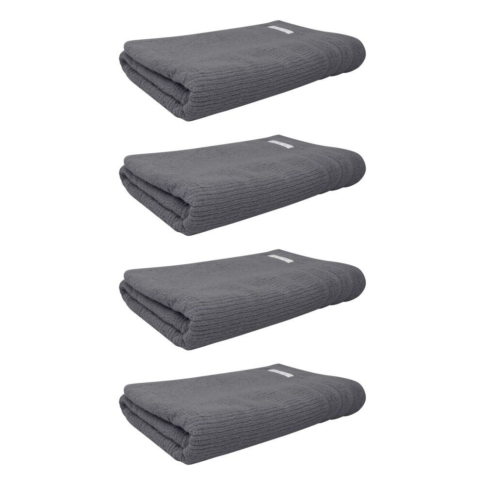 4x Bas Phillips Cairo Ribbed Collection Cotton Bath Towel 137x68cm Graphite