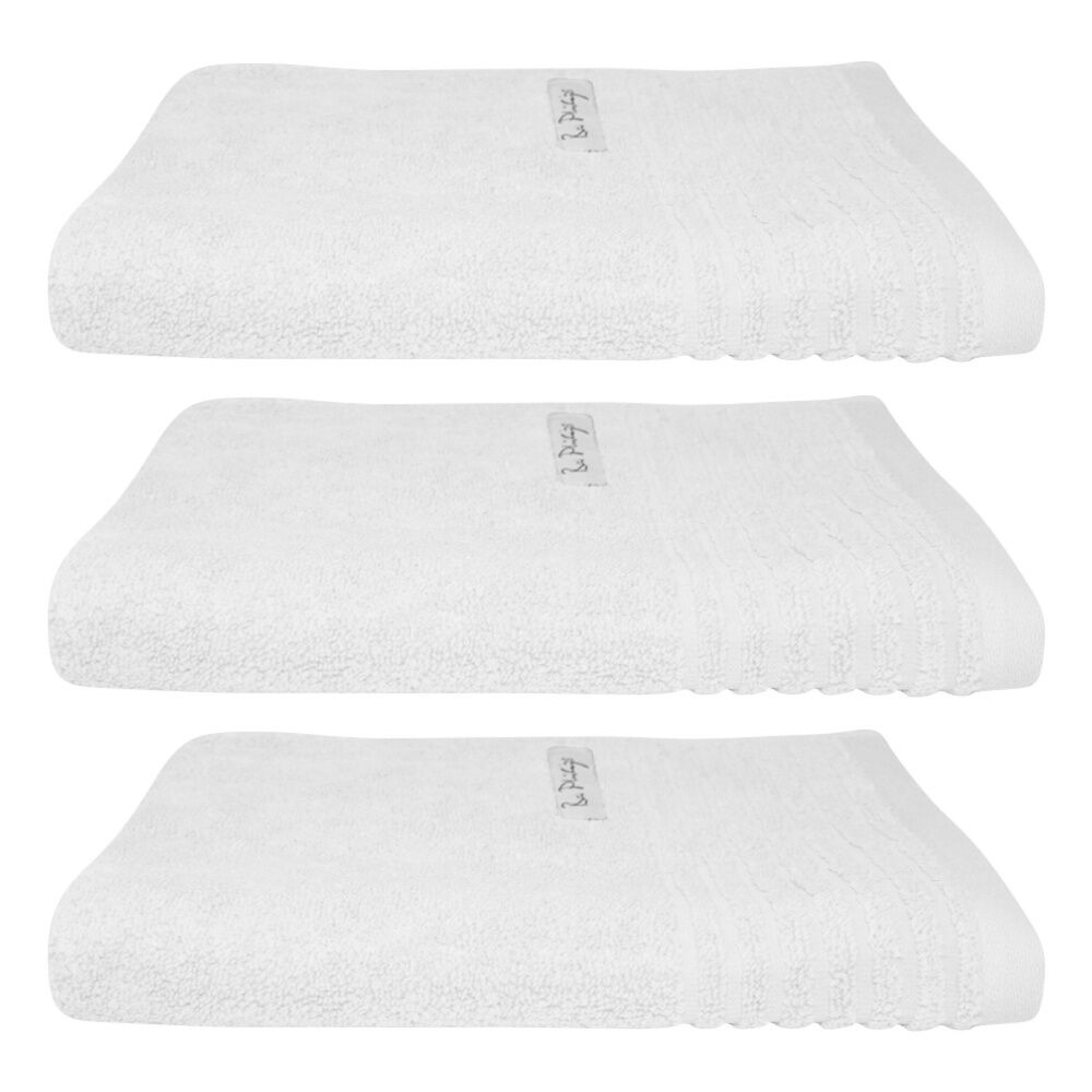 3x Bas Phillips Hayman Zero Twist Hand Towel 600Gsm Cotton 60x40cm White