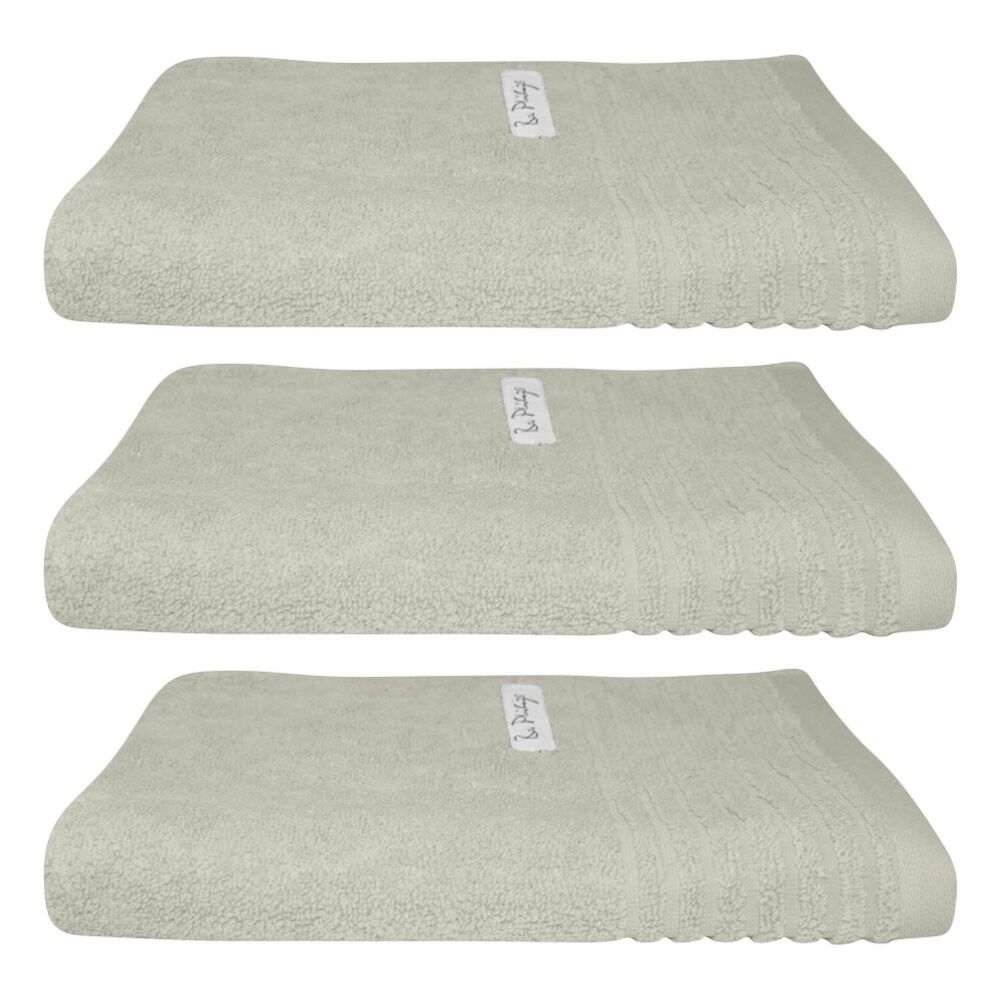 3x Bas Phillips Hayman Zero Twist Hand Towel 600Gsm Cotton 60x40cm Oatmeal