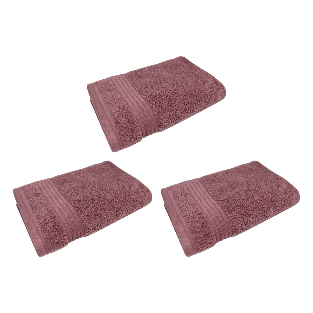 3x Bas Phillips Valencia Zero Twist Cotton Hand Towel 40 x 60cm Dusty Rose