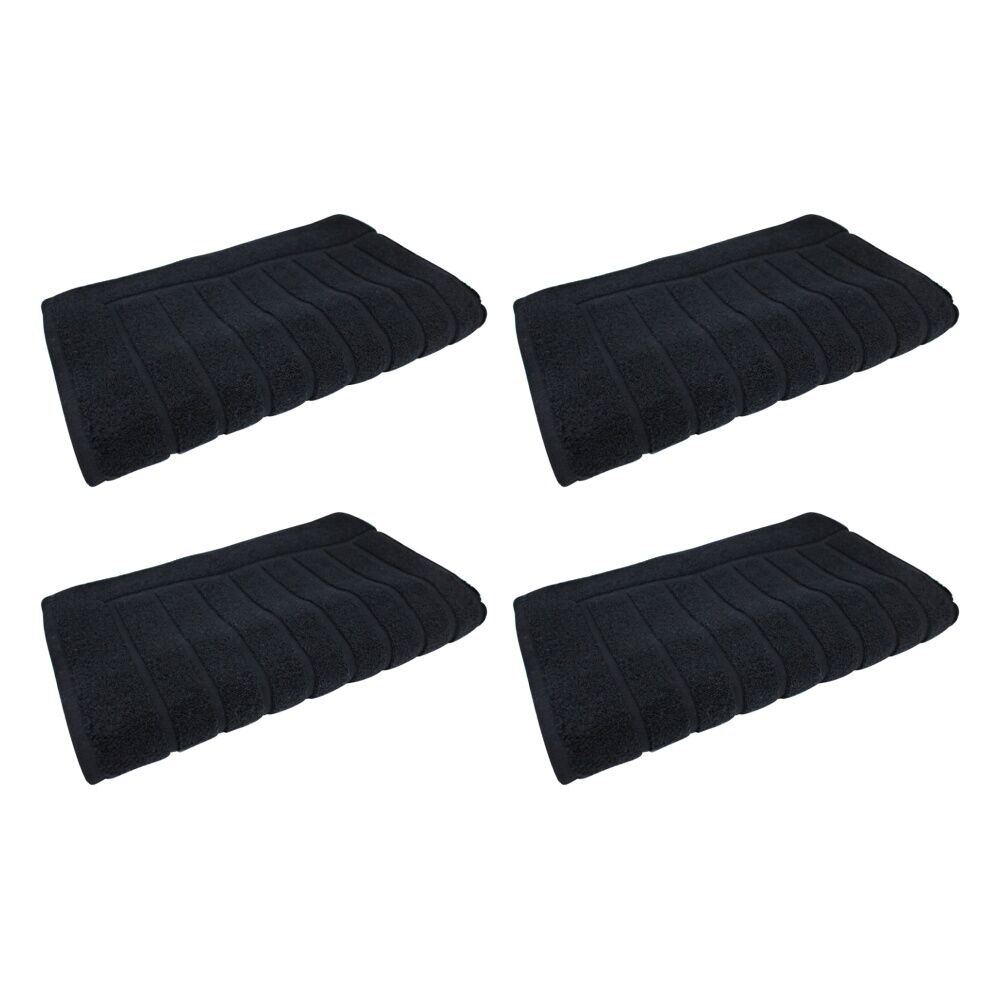 4x Bas Phillips Valencia Zero Twist Collection Cotton Bath Mat 48 x 78cm Black