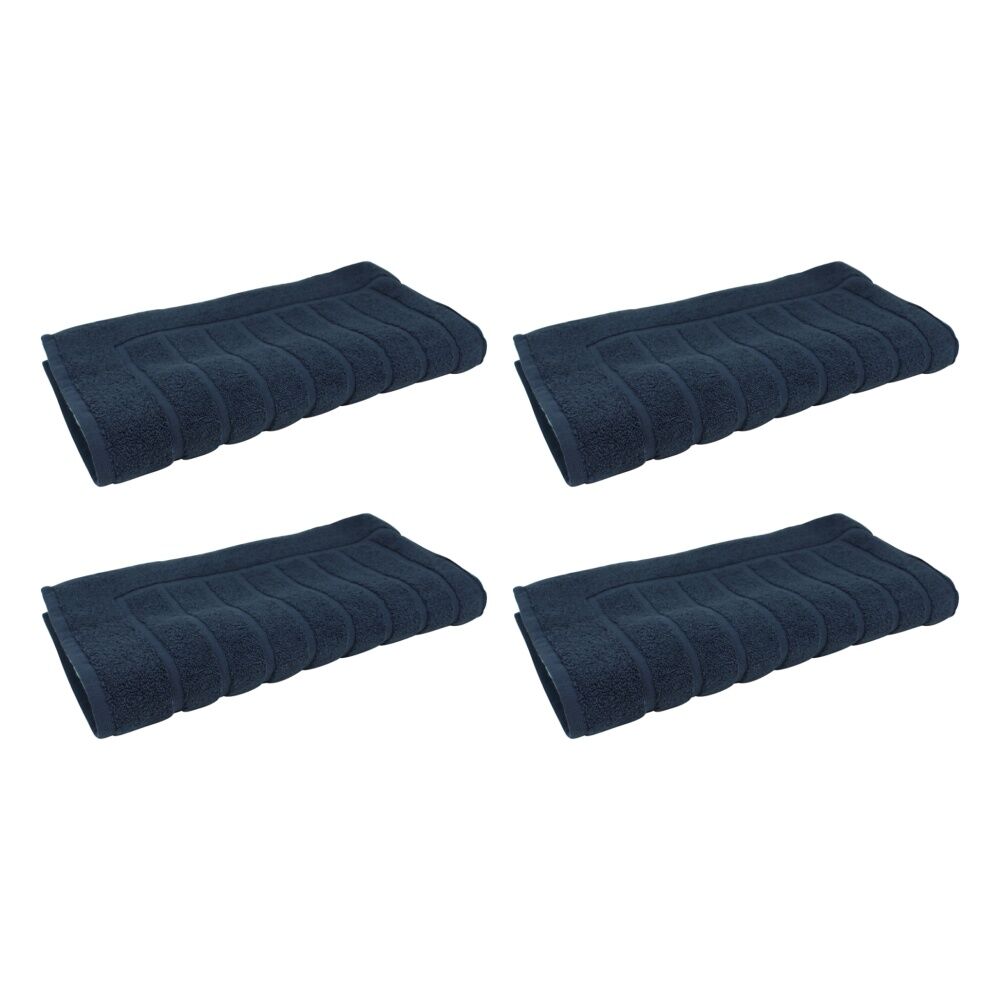 4x Bas Phillips Valencia Zero Twist Collection Cotton Bath Mat 48 x 78cm Navy